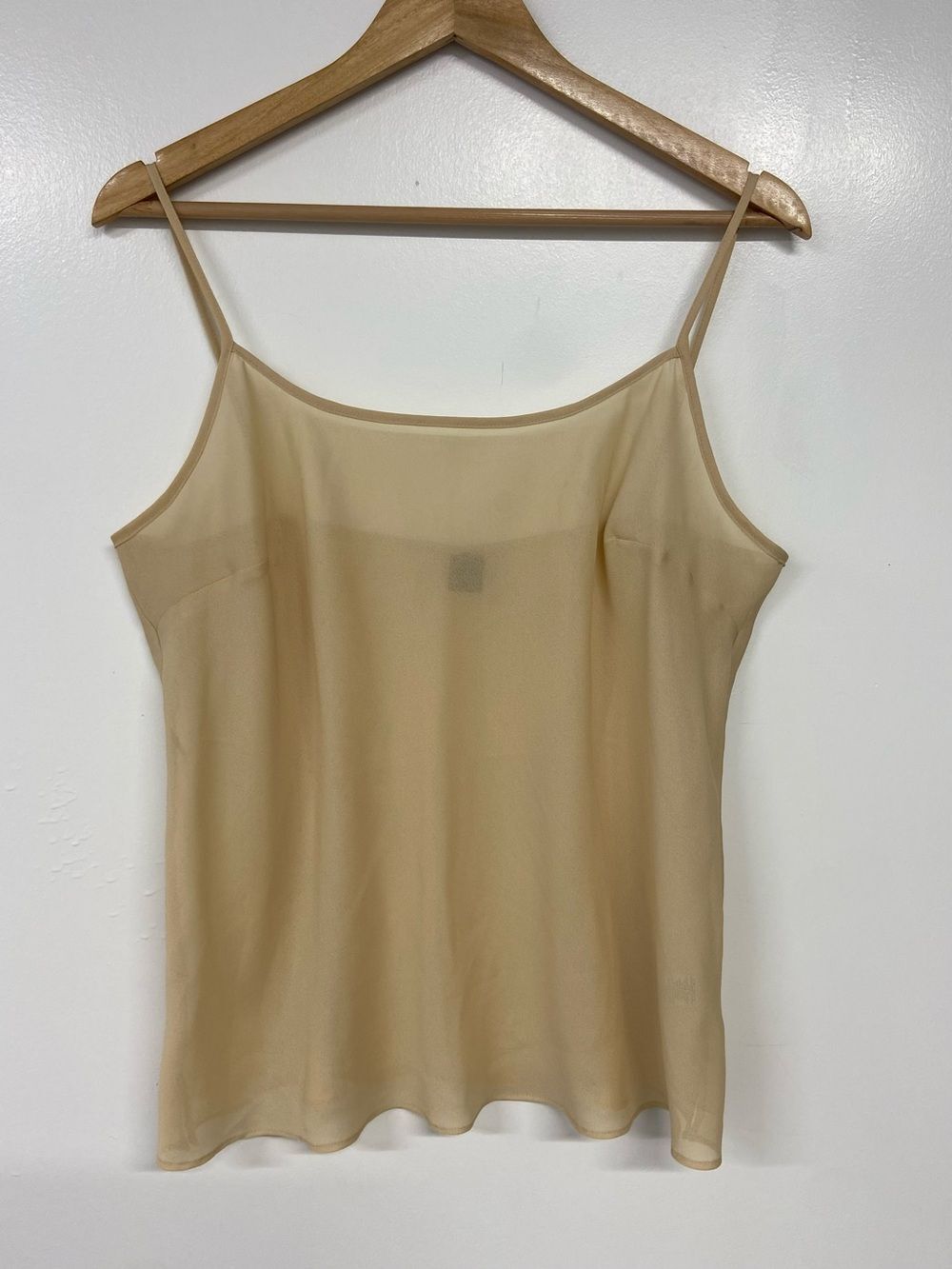 Women’s Camisole Sheer Evening Coquette Chiffon Concert Flowy Beige Size 14